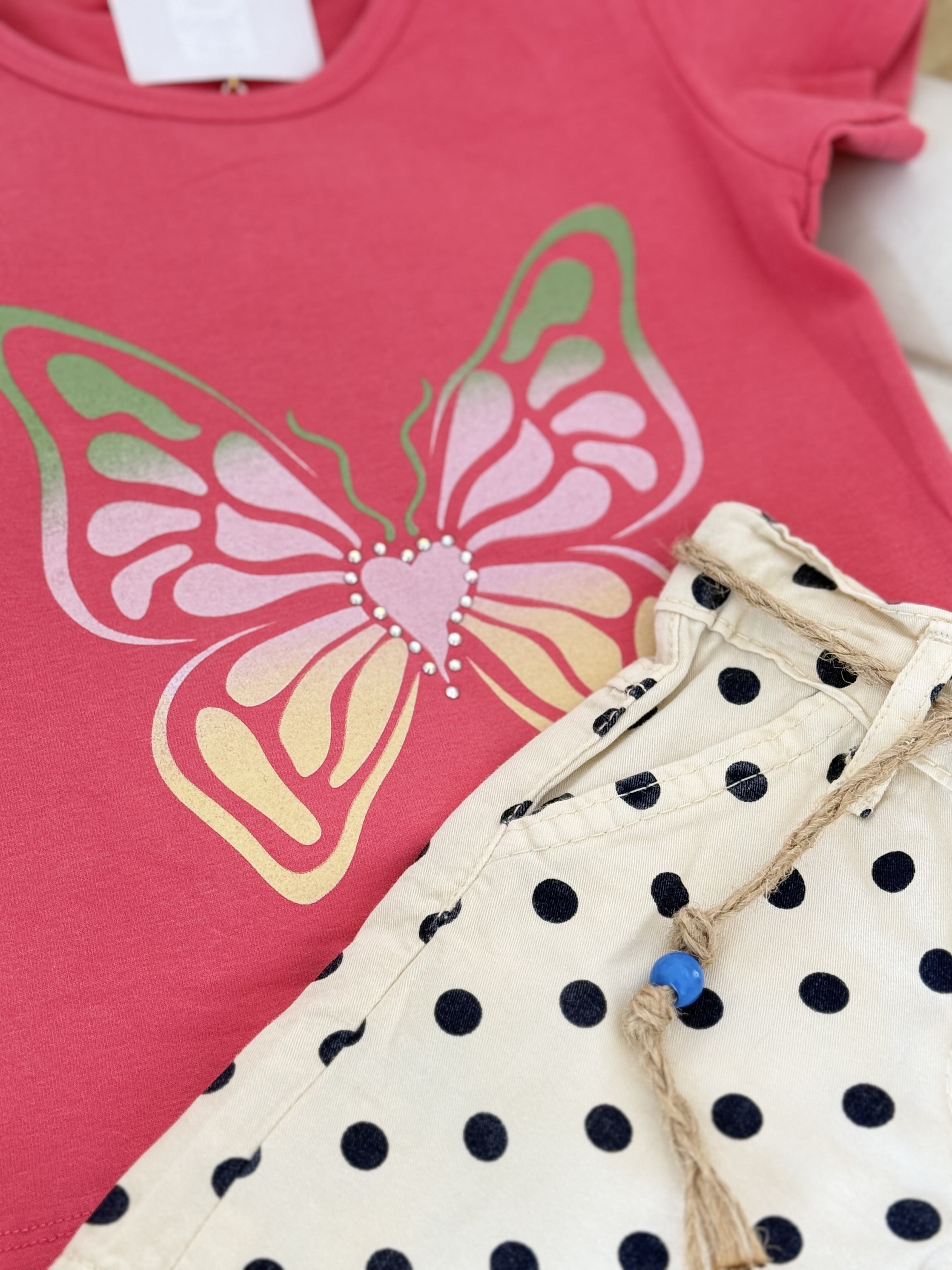 Pink Butterfly Şortlu Takım - Pembe (2yaş-5yaş)