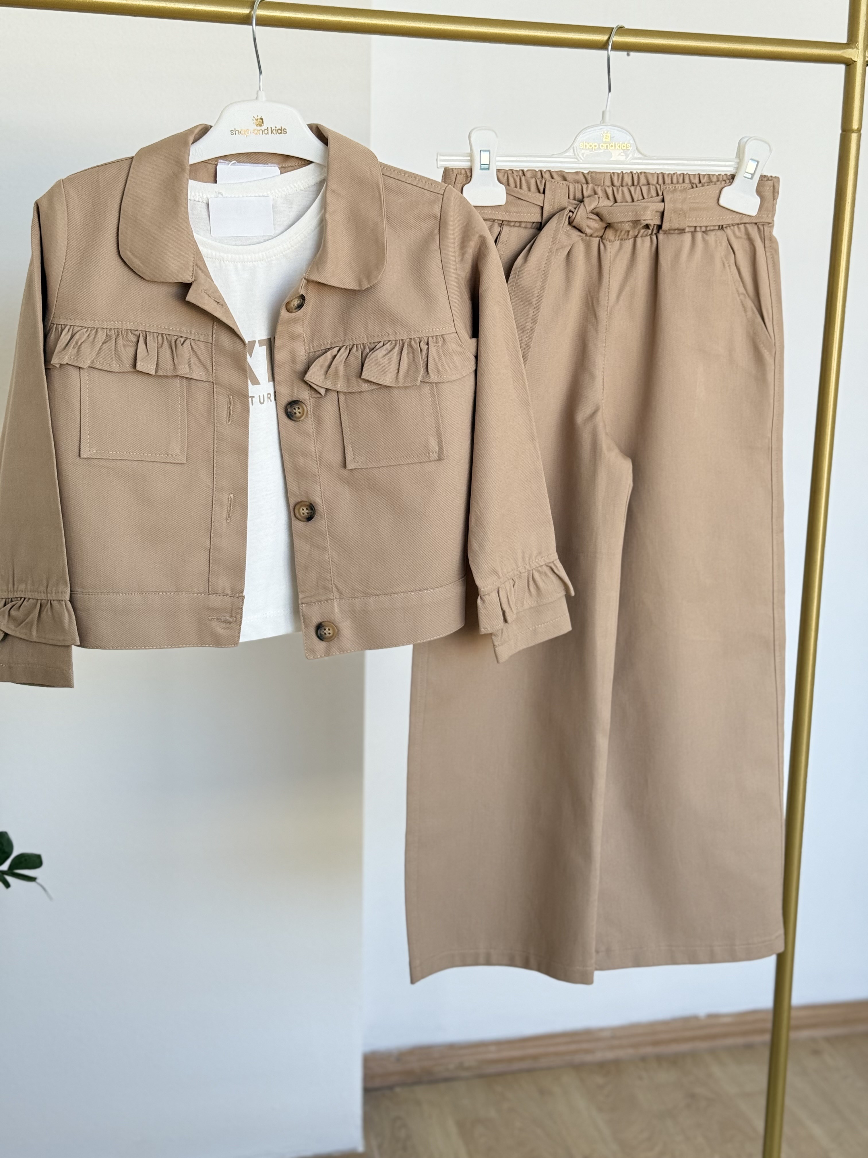Rosa Gabardin 3Lü Takım -Bej(5-10yaş)