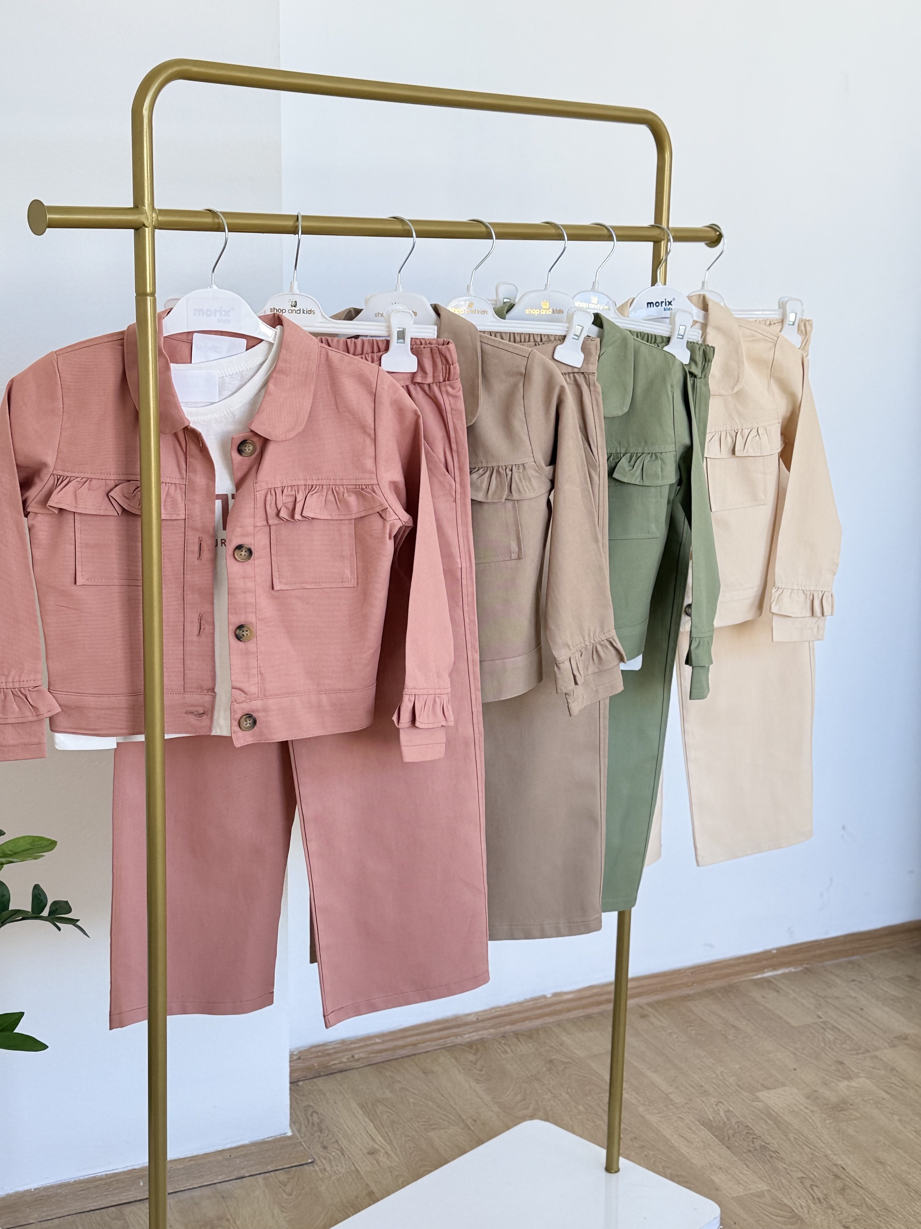 Rosa Gabardin 3Lü Takım -Gül Kurusu(5-10yaş)