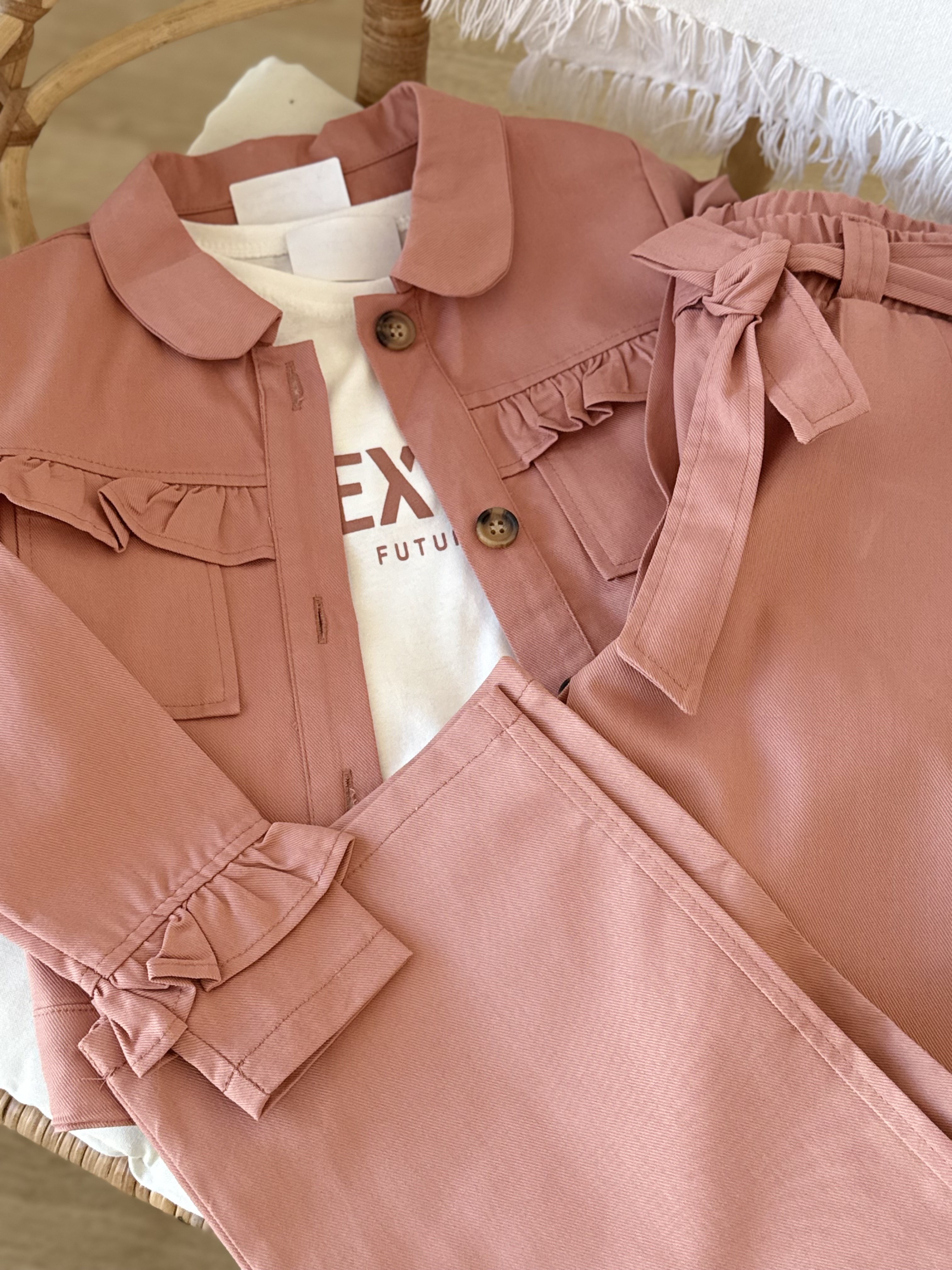 Rosa Gabardin 3Lü Takım -Gül Kurusu(5-10yaş)