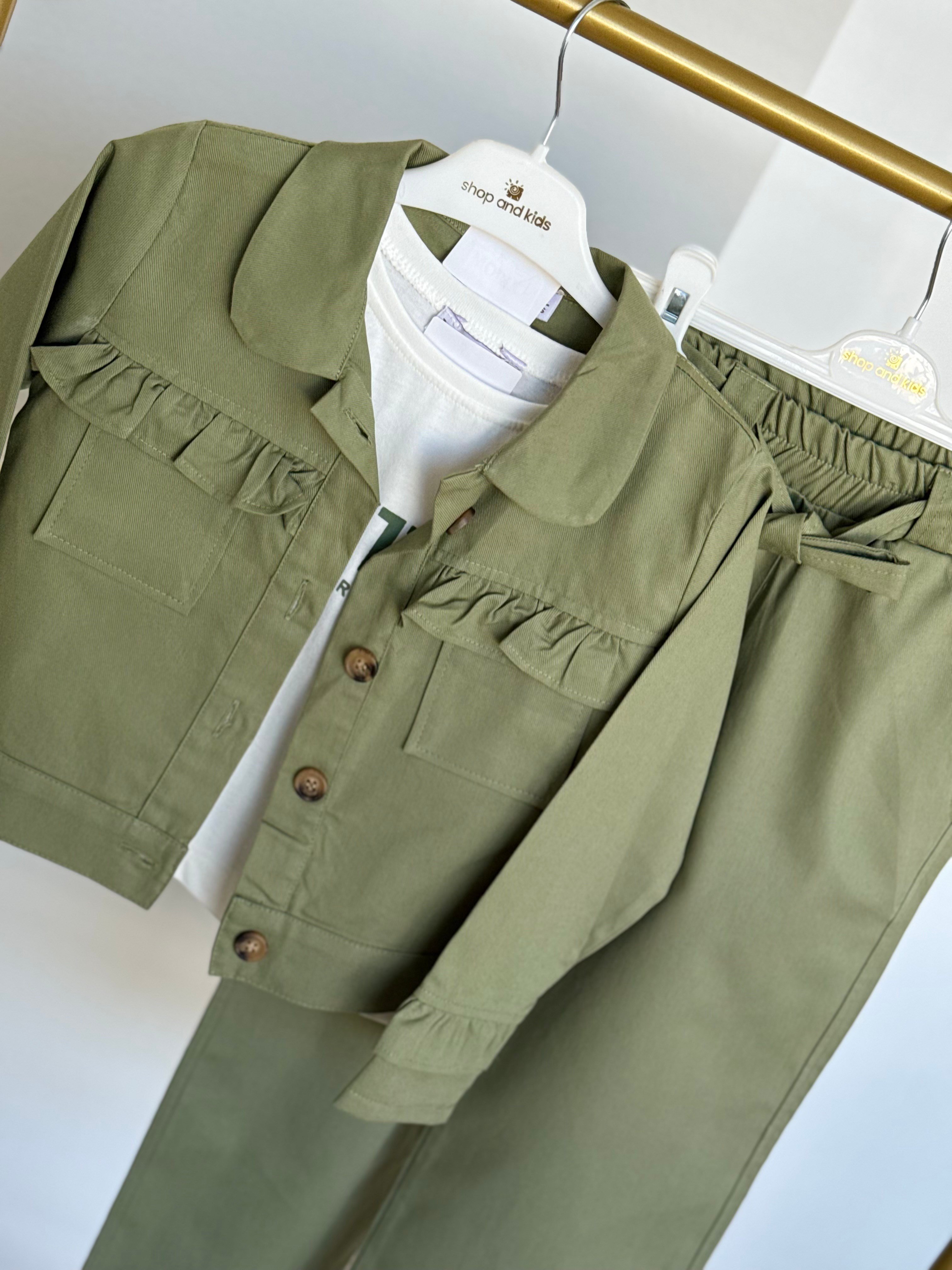 Rosa Gabardin 3Lü Takım -Yeşil(5-10yaş)