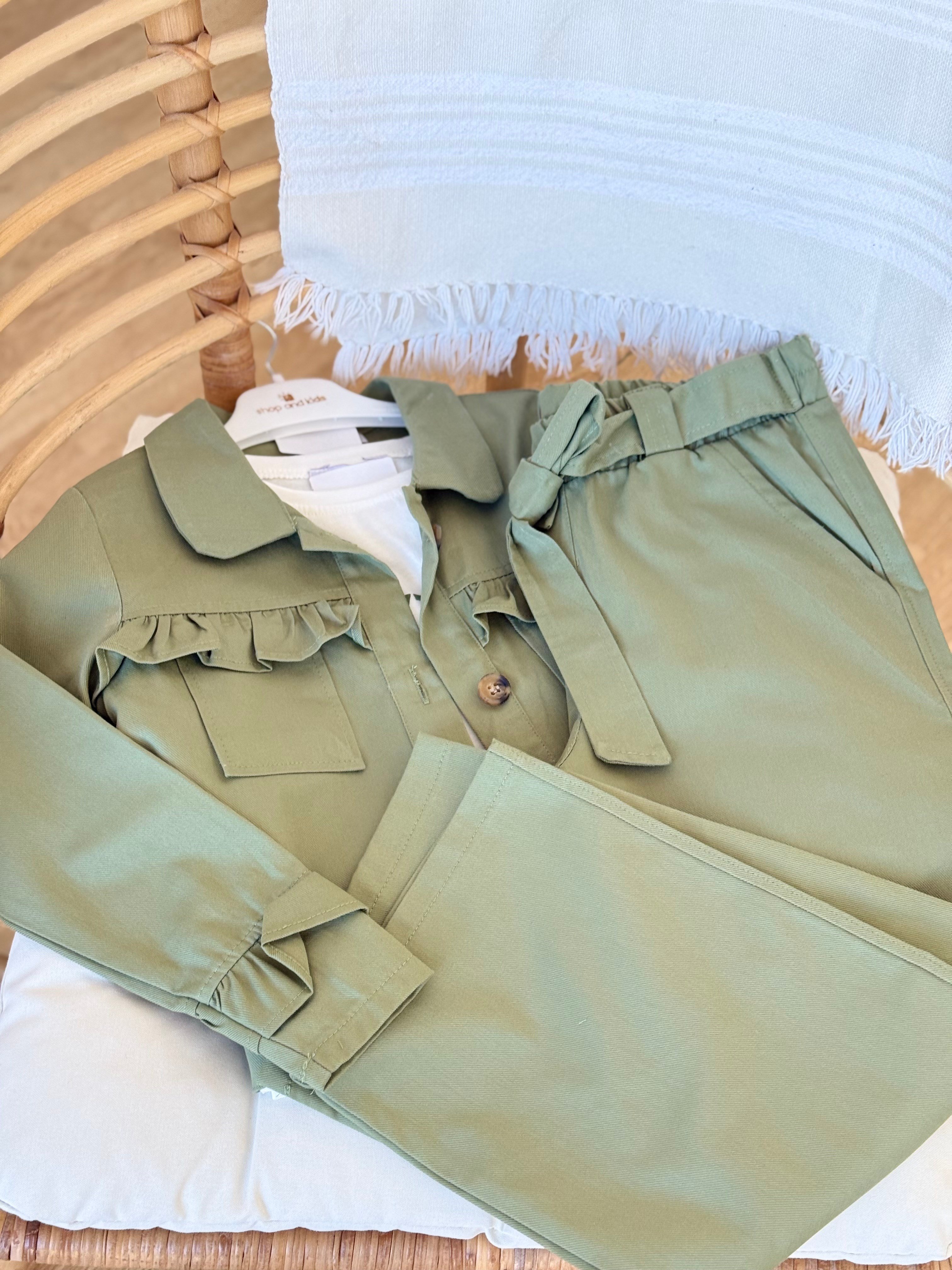 Rosa Gabardin 3Lü Takım -Yeşil(5-10yaş)