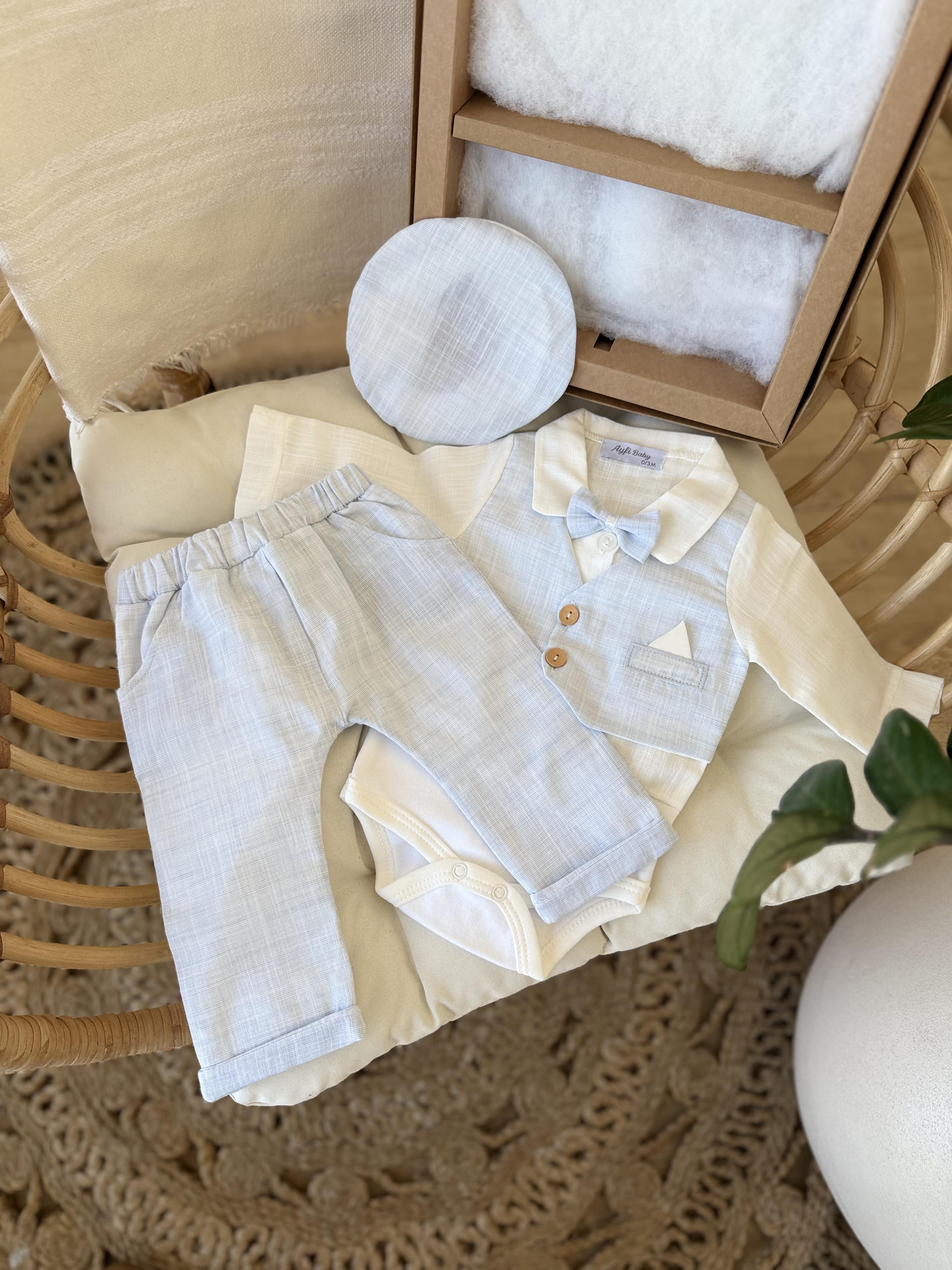 Smokin Takımı Mavi İki Düğmeli (0-3ay)