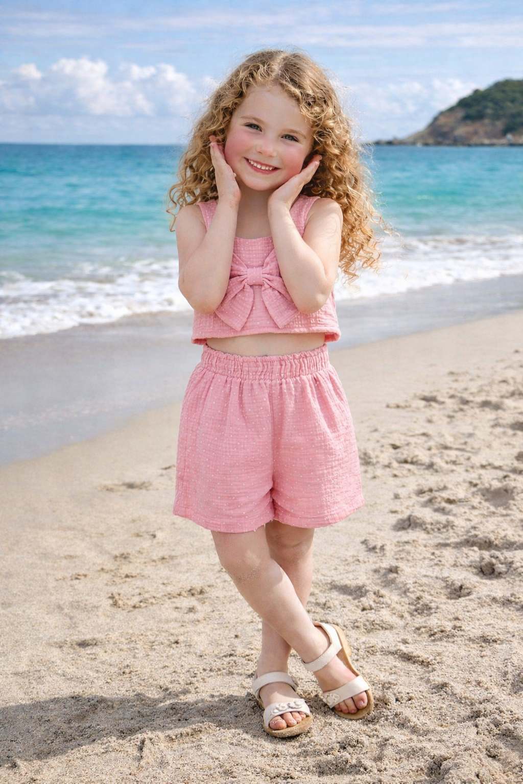 Summer Breeze Müslin Şortlu Takım - Pembe (2-8yaş)