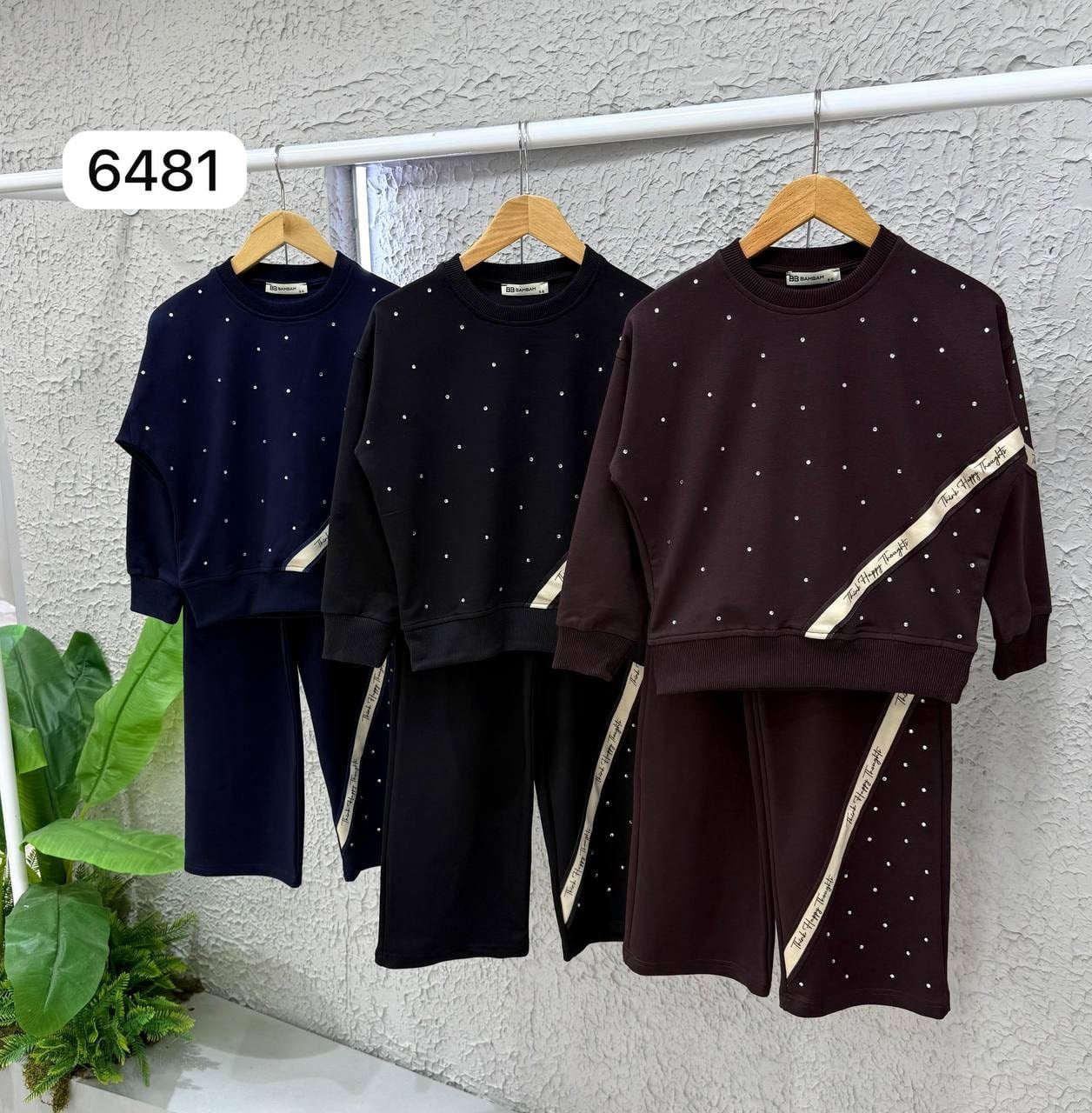 Think Taşlı Şeritli Takım-Siyah  (5-14 yaş)