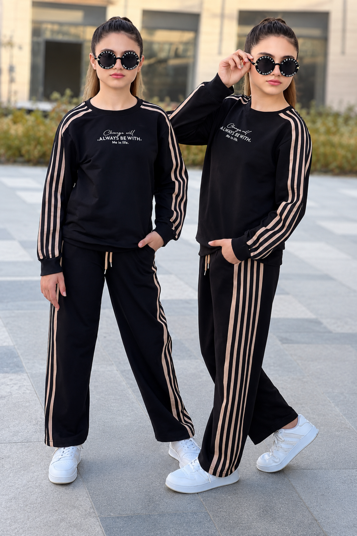 Unisex Always Şeritli Takım- Siyah( 8-16 yaş aralığı