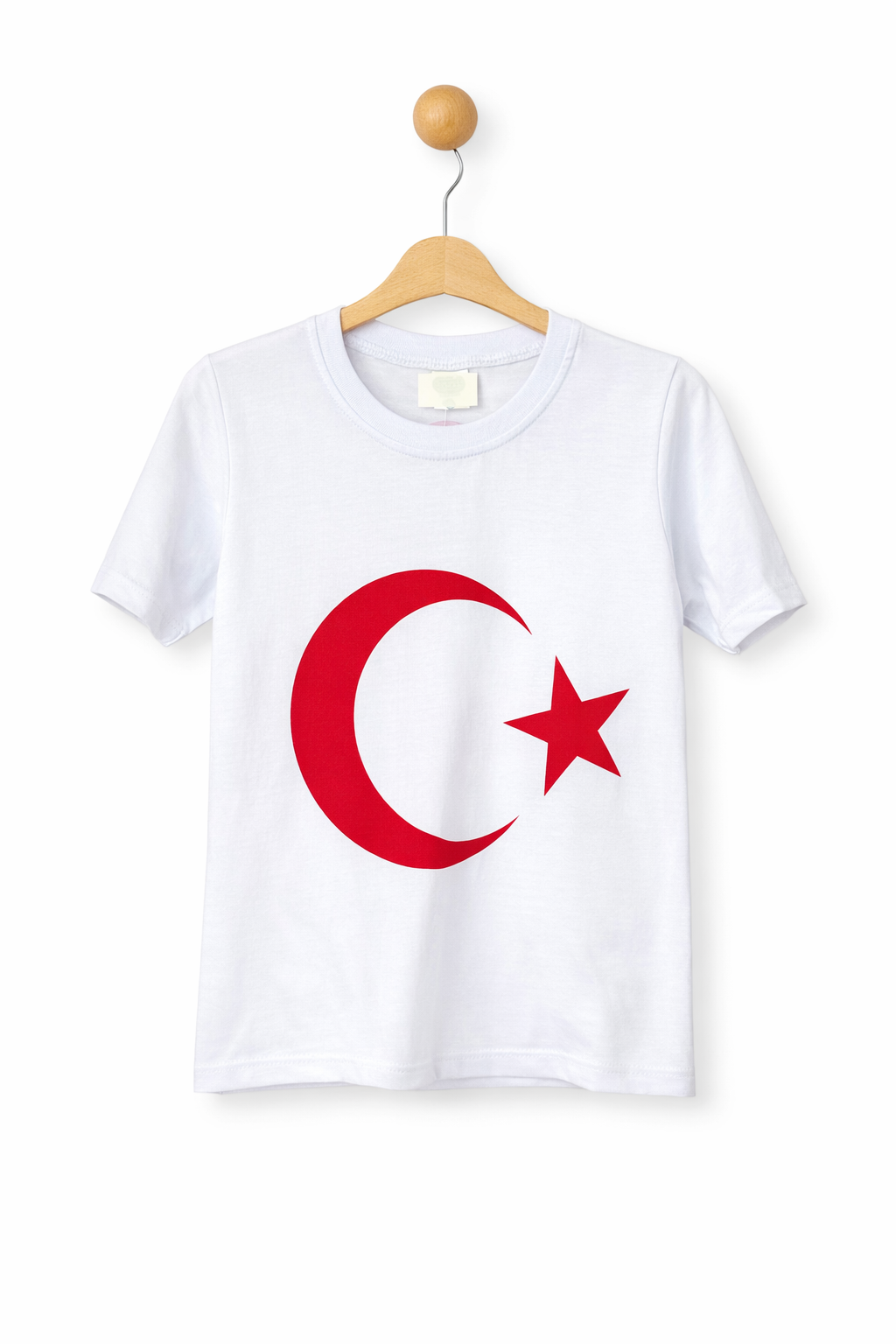 Unisex Türk Bayraklı Tshirt - Beyaz (6-13 yaş aralığı)