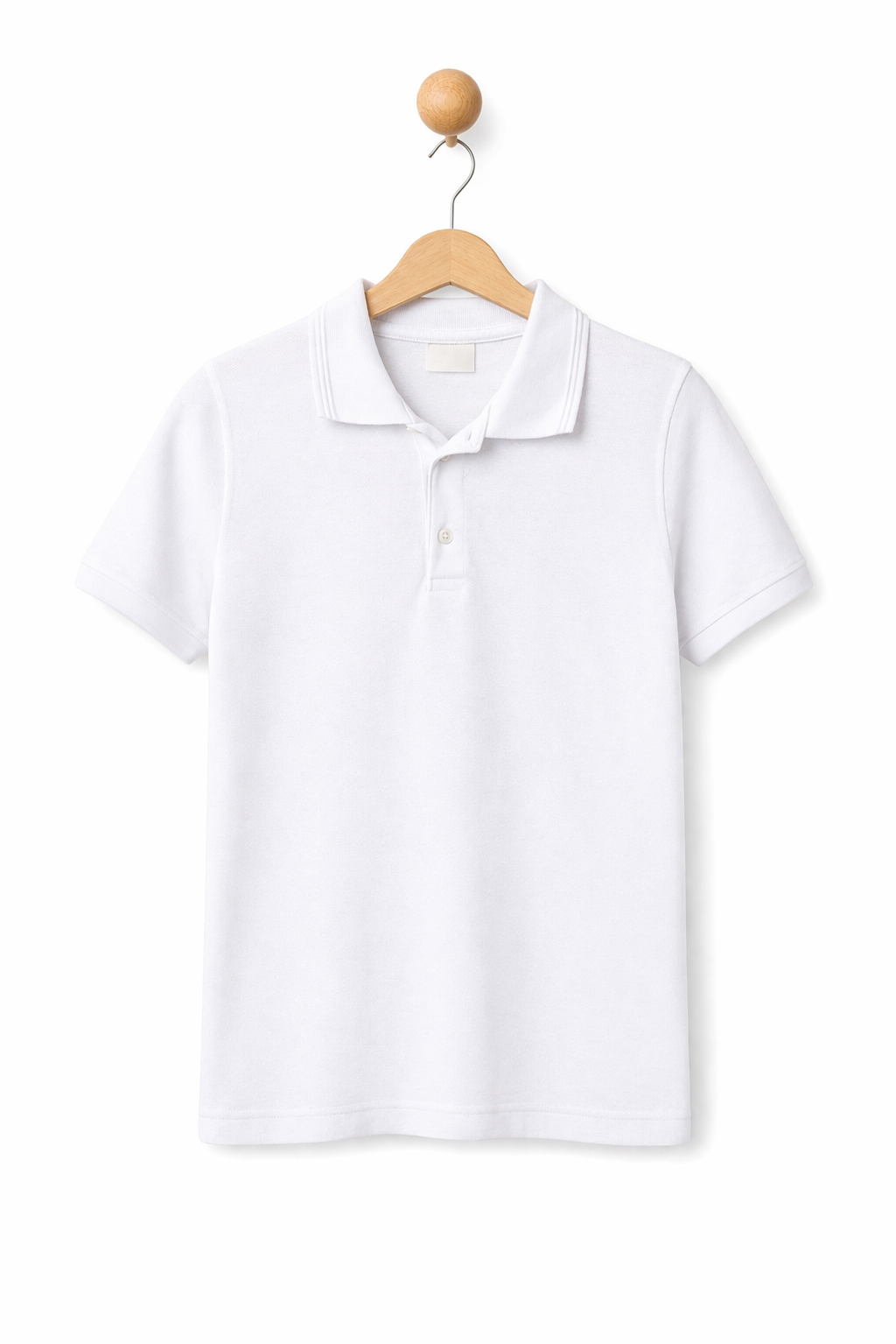 Unisex Yakalı T-shirt - Beyaz (7-14 yaş aralığı)