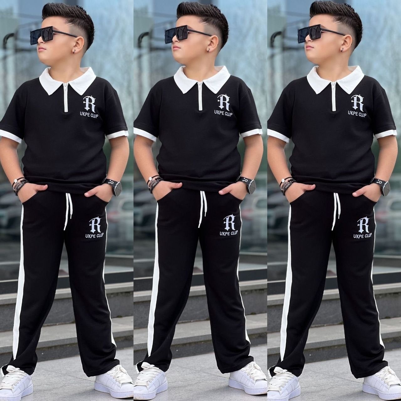 Yakalı Tarz Oyso Takım-Siyah(8-16 yaş aralığı)