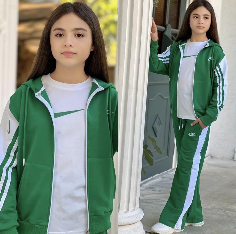 Yeşil Fermuarlı 3 Lü Takım  (4-16 yaş)