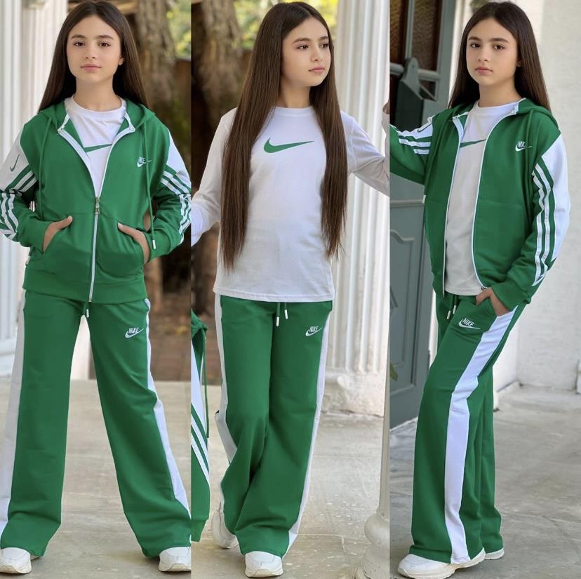 Yeşil Fermuarlı 3 Lü Takım  (4-16 yaş)