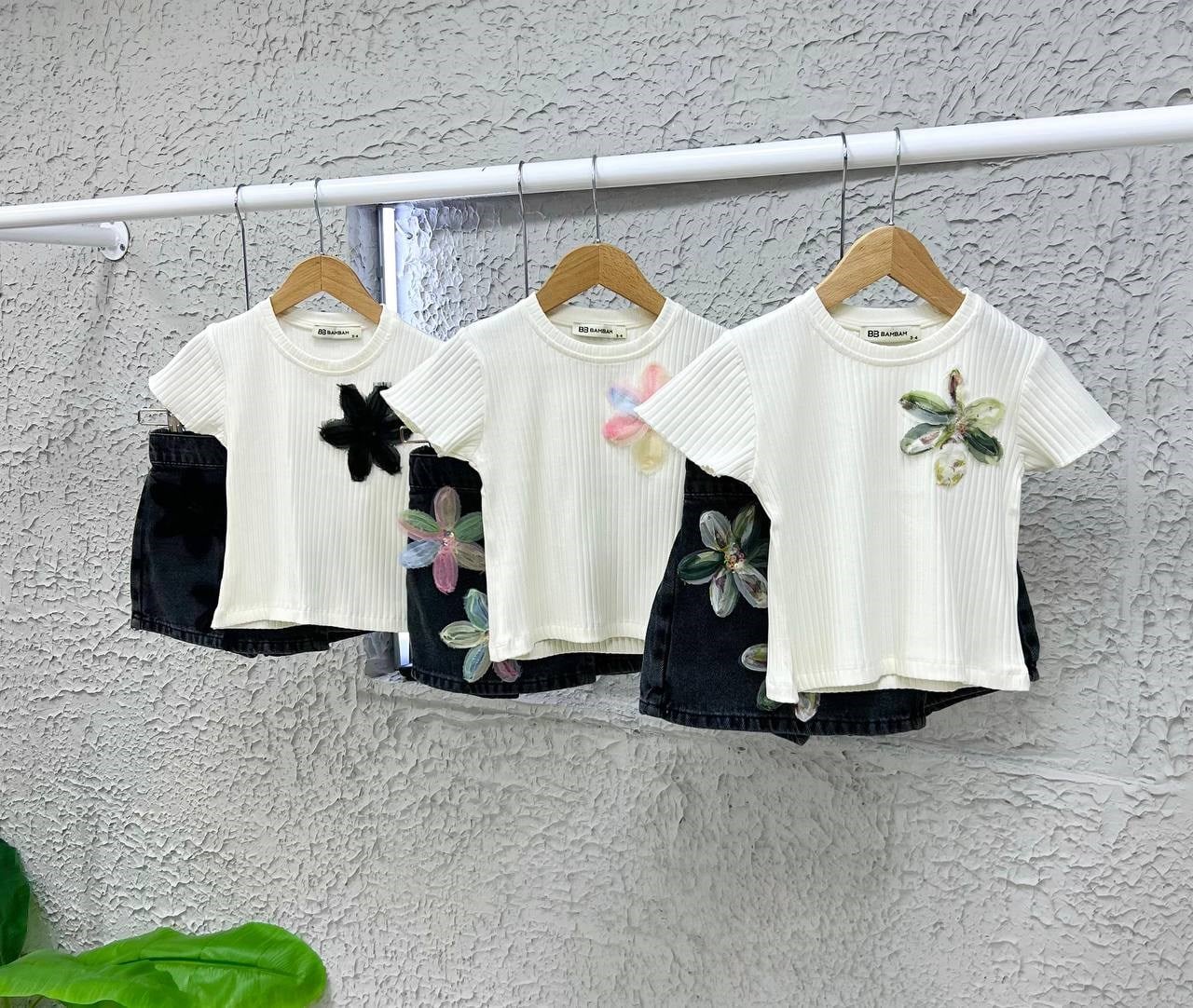 Zambak Detay Şort Etekli Takım - Yeşil (3-10yaş)