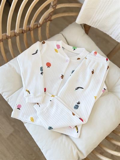  Kız Çocuk Meyve Detay Çıtçıtlı Pijama Takım  (1-6 yaş aralığı)