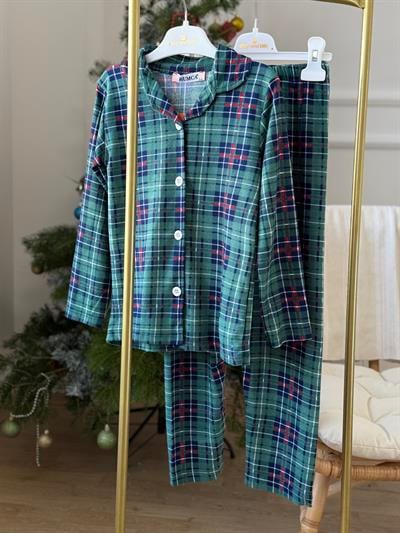  Kız Çocuk Süet Pijama Takım -Yeşil (3yaş-8 yaş aralığı)