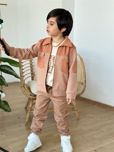  Urban Class Erkek Çocuk Ceketli 3lü Takım- Kiremit (5-12 yaş aralığı)