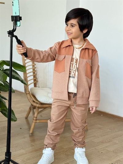  Urban Class Erkek Çocuk Ceketli 3lü Takım- Kiremit (5-12 yaş aralığı)
