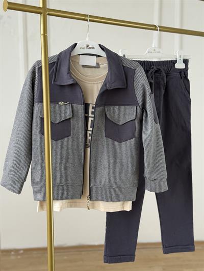  Urban Class Erkek Çocuk Ceketli 3lü Takım- Antrasit Gri (5-12 yaş aralığı)