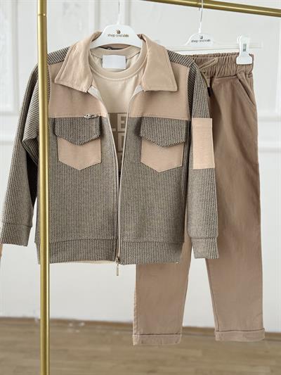  Urban Class Erkek Çocuk Ceketli 3lü Takım- Bej (5-12 yaş aralığı)