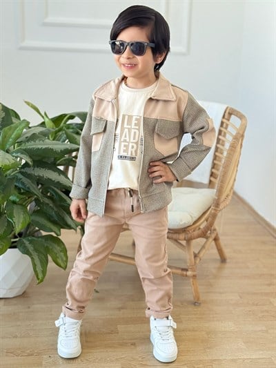  Urban Class Erkek Çocuk Ceketli 3lü Takım- Bej (5-12 yaş aralığı)