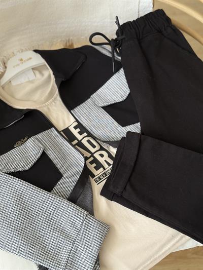  Urban Class Erkek Çocuk Ceketli 3lü Takım-Siyah Beyaz (5-12 yaş aralığı)