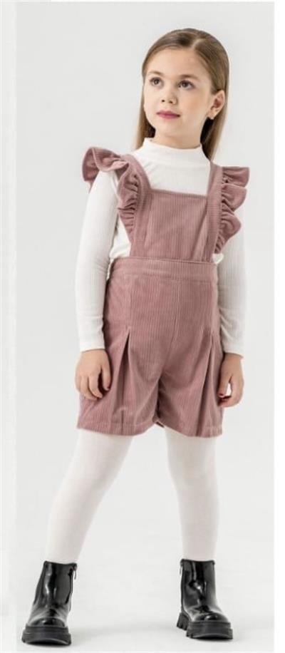 3Lü Gül Kurusu Salopet Takım (4 -8yaş)