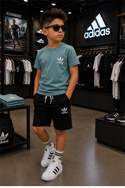 Tshırt Şort 2 li Takım - Petrol (3-10Yaş)