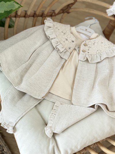 Aria Dantel Detay Pançolu 3 lü Takım - Bej (6ay-36ay)