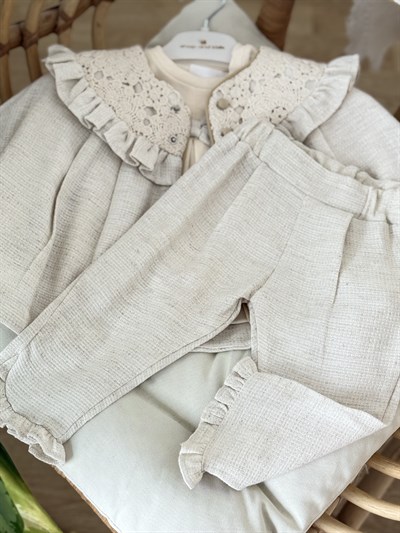 Aria Dantel Detay Pançolu 3 lü Takım - Bej (6ay-36ay)