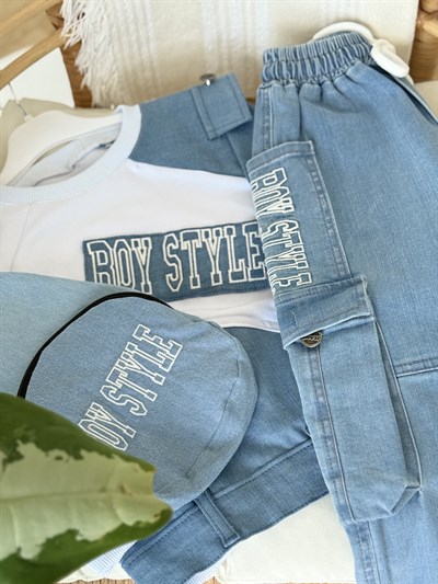 Boy Style Çantalı 3 lü Takım-Beyaz (2-14yaş)