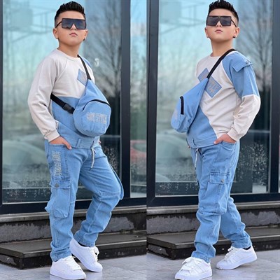 Boy Style Çantalı 3lü Takım-Bej (2-14yaş)