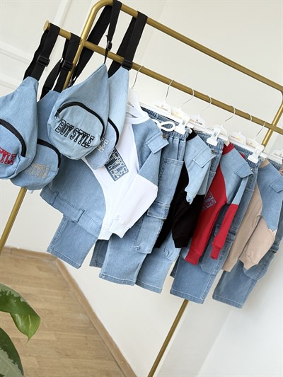 Boy Style Çantalı 3lü Takım-Bej (2-14yaş)