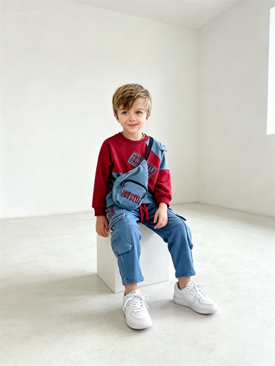 Boy Style Çantalı 3lü Takım-Kırmızı (2-14yaş)