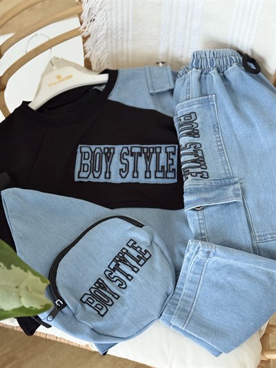 Boy Style Çantalı 3lü Takım-Siyah(2-14yaş)
