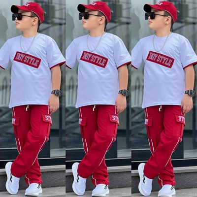 Boy Style Şapkalı Takım - Bordo (3-12Yaş)