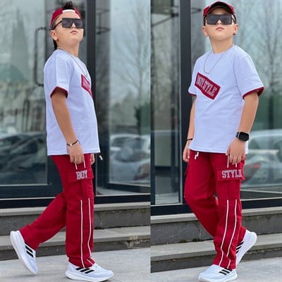 Boy Style Şapkalı Takım - Bordo (3-12Yaş)