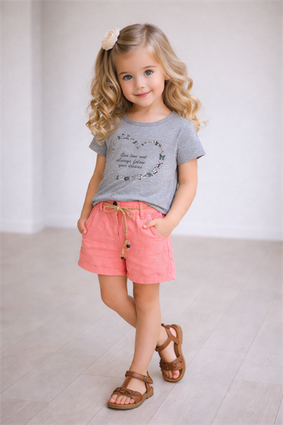 Butterfly Şortlu Takım - Gri (2yaş-5yaş)