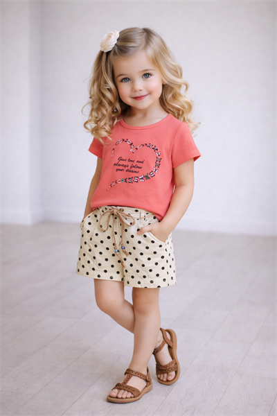 Butterfly Şortlu Takım - Yavruağzı (2yaş-5yaş)