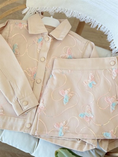 Butterfly Tasarım GabardinTakım Krem(4-12 yaş)