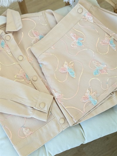 Butterfly Tasarım GabardinTakım Krem(4-12 yaş)