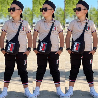 Çantalı Şapkalı 4 lü Takım - Bej (3-12Yaş)