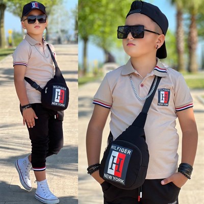 Çantalı Şapkalı 4 lü Takım - Bej (3-12Yaş)