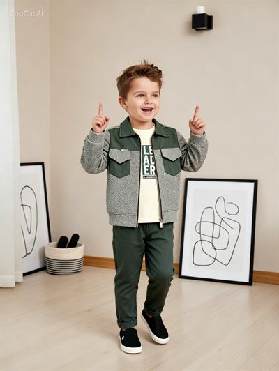 Urban Class Erkek Çocuk Ceketli 3lü Takım- Yeşil (5-12 yaş aralığı)