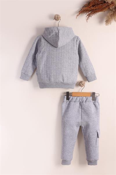 Cep Detay Kapuşonlu Takım-Gri  (2-5yaş)