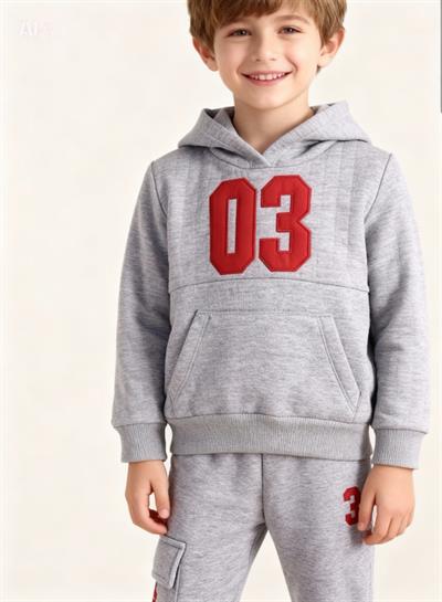 Cep Detay Kapuşonlu Takım-Gri  (2-5yaş)