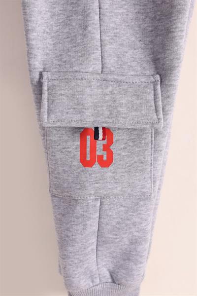 Cep Detay Kapuşonlu Takım-Gri  (2-5yaş)