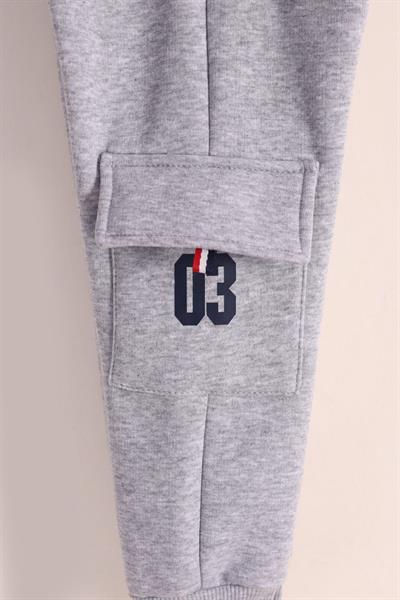 Cep Detay Kapuşonlu Takım-Gri  (2-5yaş)