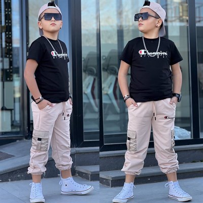 Champ Şapkalı 3 lü Takım - Bej (4-16Yaş)