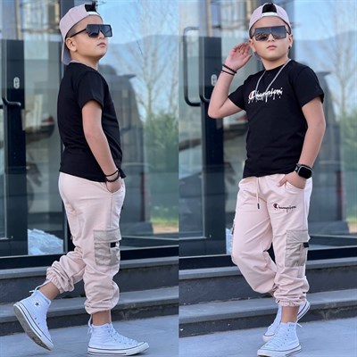 Champ Şapkalı 3 lü Takım - Bej (4-16Yaş)