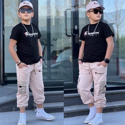 Champ Şapkalı 3 lü Takım - Bej (4-16Yaş)