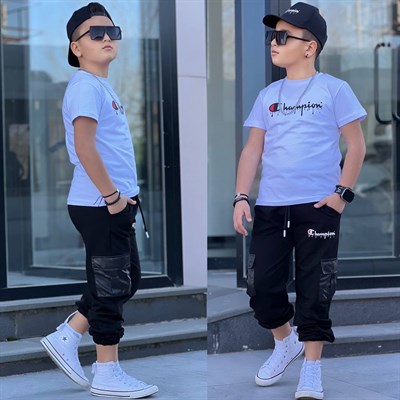 Champ Şapkalı 3 lü Takım - Beyaz (4-16Yaş)